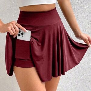 Burgundy Skort with Pocket